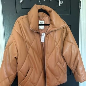 Abercrombie vegan leather puffer jacket, tag still on, never warn